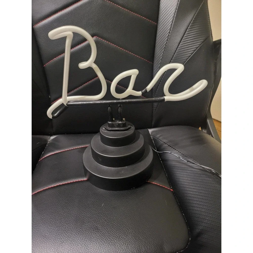 Electronic Plug In LED Neon Light Up Glass BAR Beer Sign Black & White